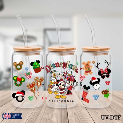 Mickey Mouse Weihnachten UV DTF Aufkleber - 16oz Libbey Dose Glasfolie yn552