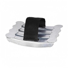 Metal Curry Comb Woven Strap Serrated Grooming Tool Massage Feel for Barn