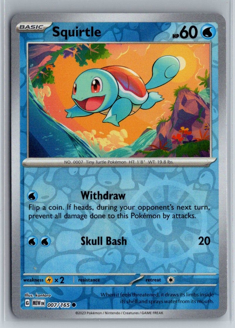 Squirtle 007/165 Common 151 Pokemon Reverse Holo Near Mint