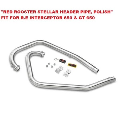 RED ROOSTER STELLAR HEADER PIPE, POLISH FIT FOR R.E INTERCEPTOR 650 & GT 650
