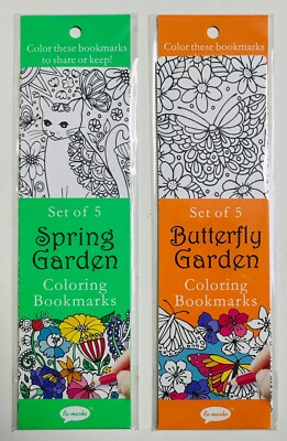 Re-marks Coloring Booksmarks - Spring Garden & Butterfly Garden - 5 in each