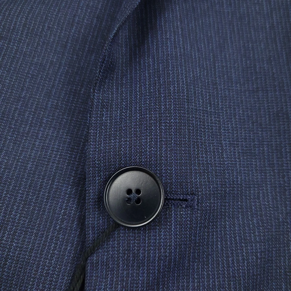 $475 Armani Exchange Modern Fit Blue AX Wool Suit Jacket Blazer Mens Size 44L - Image 3 of 4