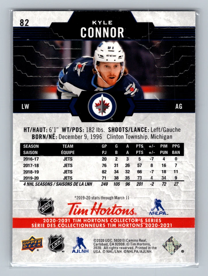 2020-21 Upper Deck Tim Hortons #82 Kyle Connor - Image 2 of 2