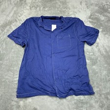 Cotton On XL Riviera Short Sleeve Button-Up Shirt In Blue With White NWT 6303