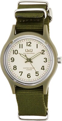 Citizen Q&Q Solaruhr 10 ATM Water Resistant Nylon Strap E05A-006VK Khaki Neu
