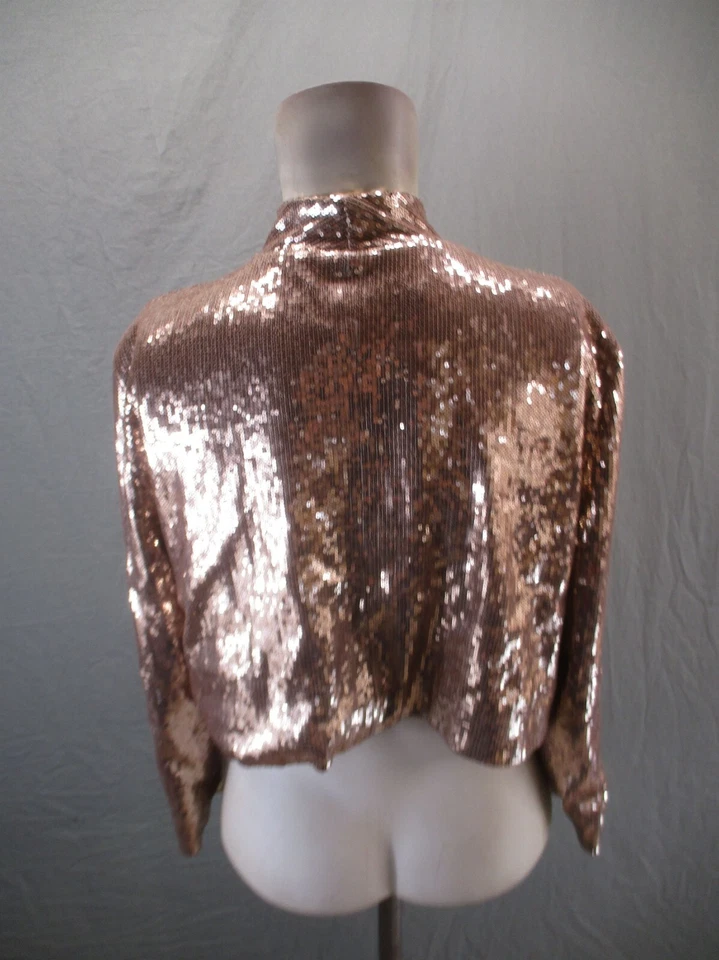 Chaqueta corta Kardashian Collection talla L para mujer manga 3/4 frente abierto lentejuelas 302 Foto 4 de 4