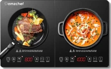 Double Induction Cooktop AMZCHEF Induction Cooker 2 Burners, Low Noise Electric
