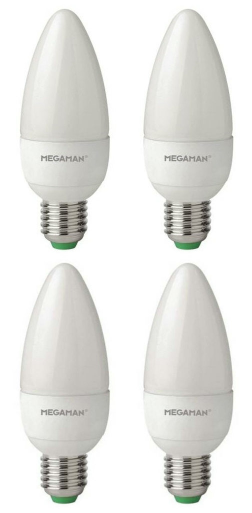 4 x Megaman 143310 LED Candle Light Bulbs Opal E27 ES 2800K Warm White - 5.5 W
