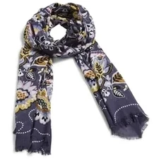 Vera Bradley Soft Fringe Scarf Charmont Meadow Gray Floral NWT