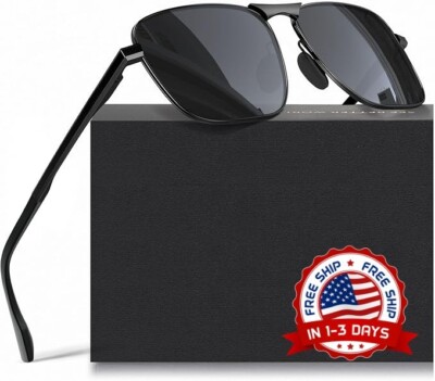 Gafas De Sol Polarizadas Para Hombre Lentes Cuadrado Men Sport Sunglasses Negro