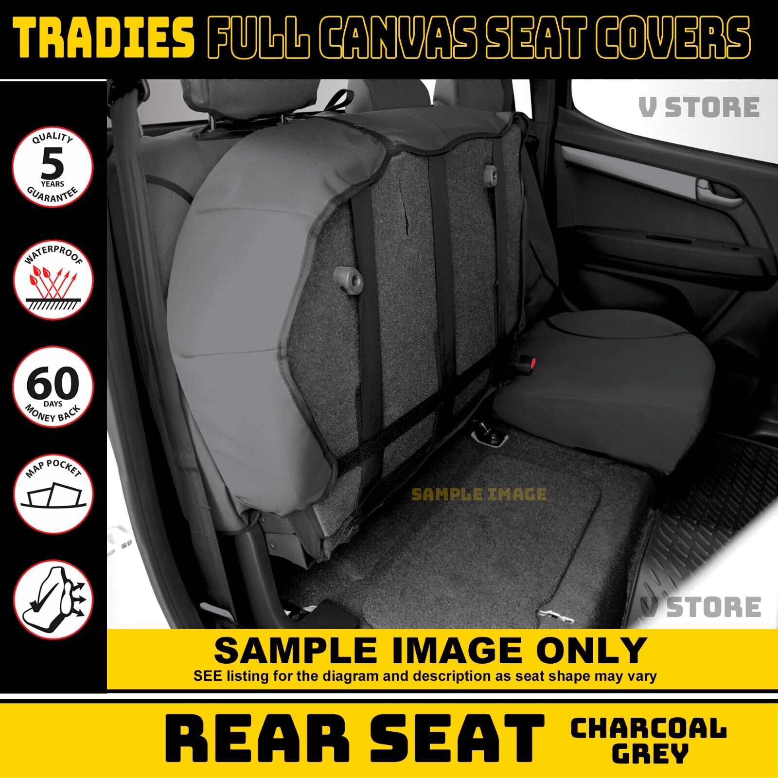 Tradies CANVAS 2 Rows Seat Covers For Toyota Hilux SR SR5 4x4 1115