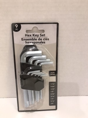 9 Pc Hex Key Set Flips Open 1 16 5 64 3 32 1 8 5 32 3 16 1 4 5 16 Ebay
