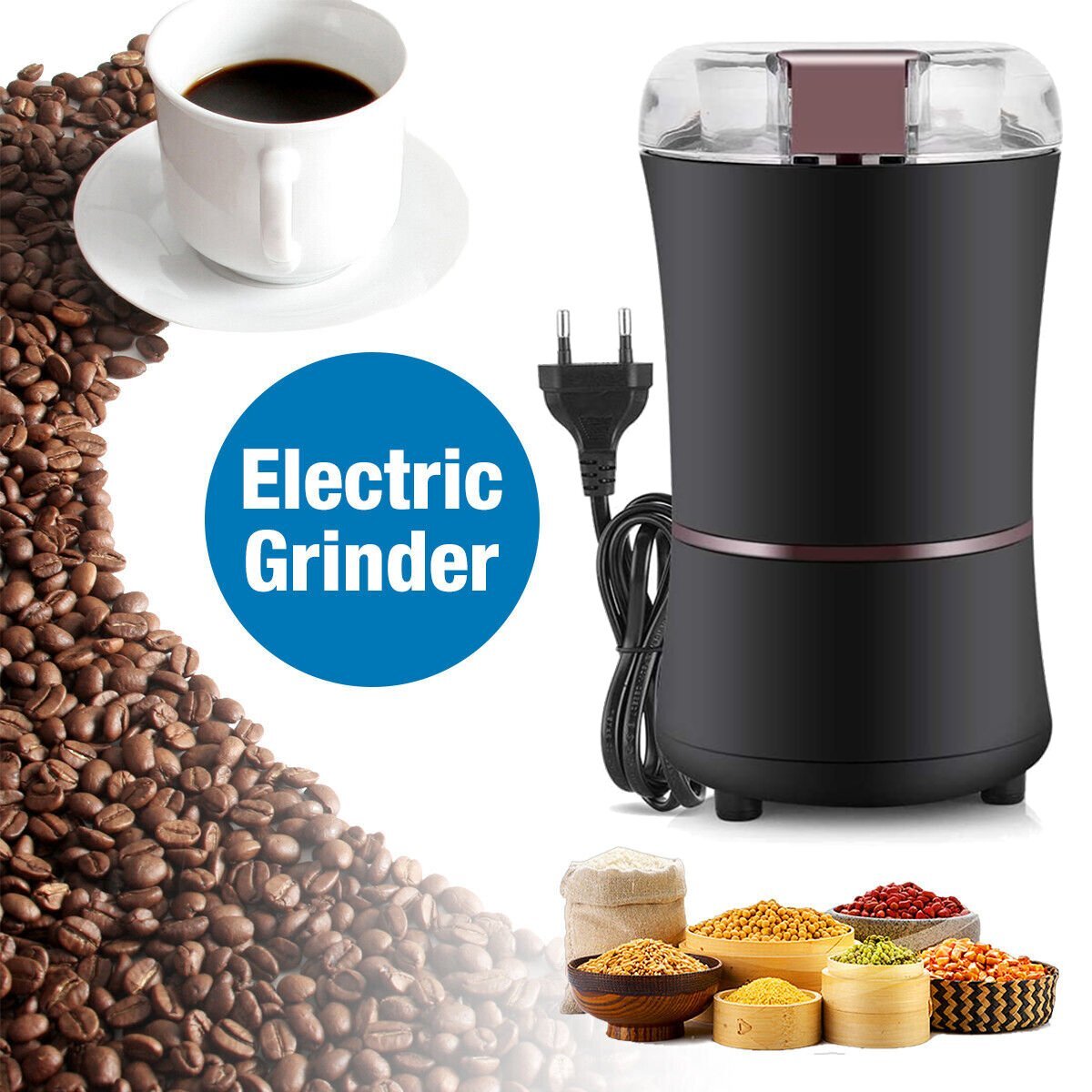 300W Elektrische Kaffeemühle Edelstahl - 500ml Für Bohnen & Nüsse