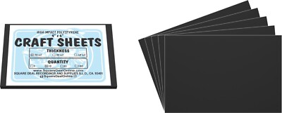Black Flex Plasticard Polystyrene Craft Sheets - 4''x6'' - .030'' thick - 10 Pack