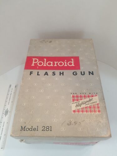 Vintage Polaroid Blitzpistole Modell 281 im Karton Verwendung Highlander Land Kamera  - Bild 1 von 12