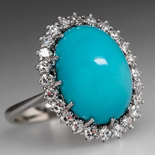 Turquoise and shop diamond wedding band