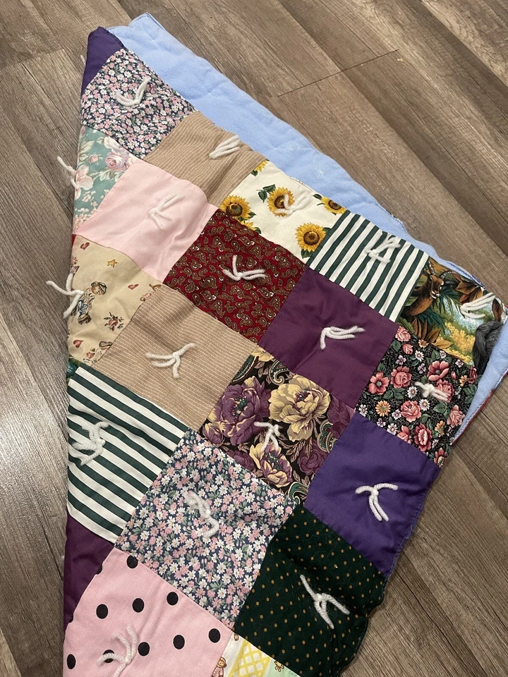 Colcha manta bordada cuna cama bebé niño hecho a mano vintage baby shower Foto 3 de 4