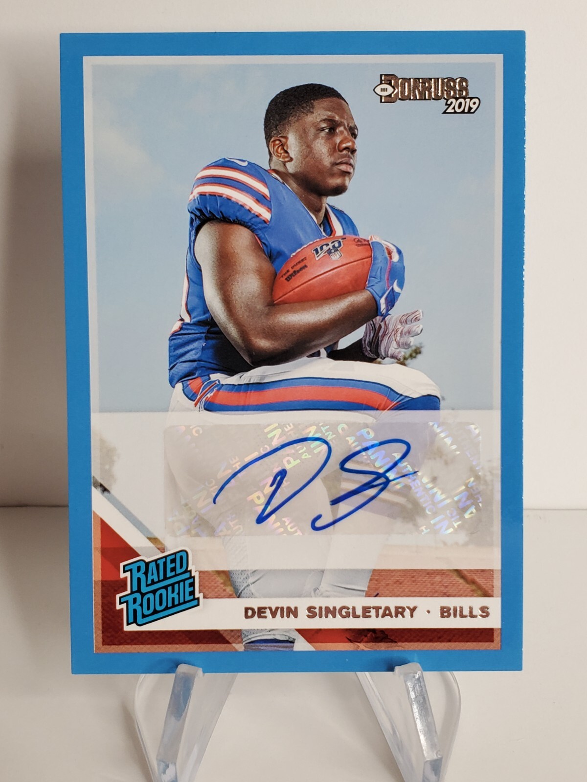 2019 Panini Donruss DEVIN SINGLETARY RATED ROOKIE AUTO Blue #328 Buffalo BILLS🔥