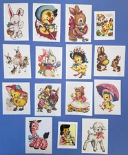 15 Vintage Style EASTER Stickers Handmade Junk Journal Planner Scrapbook KITSCHY