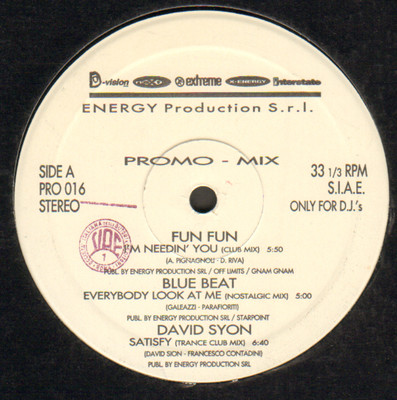 VARIOUS (FUN FUN / BLUE BEAT / DAVID SYON / DOUBLE DARE) Promo Mix 16 X-Energy