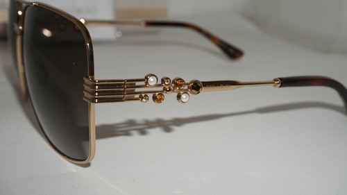 Jimmy Choo New Sunglasse Aviator Gold Brown TONIA/S 01Q 61 15 140 - Picture 6 of 12