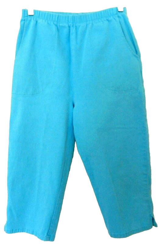 Denim & Co Big Patch Pockets Capri Pants-S pretty sky blue  Heavy quality cotton