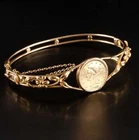 Vintage 1950's 14k Yellow Gold 1853 Liberty Head 5$ Coin Hinged Bangle Bracelet