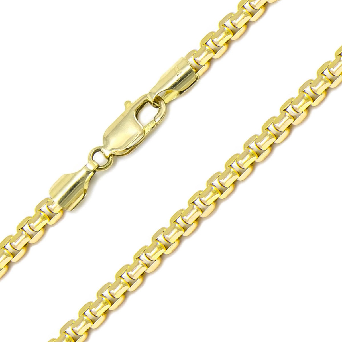 Gold Ball Diamond Cut Pendant Round Box Chain, 14k Gold Box