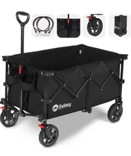 SEKEY Foldable Wagon UG-FW30 US 220lbs BLACK Camping Collapsable Garden CART NEW