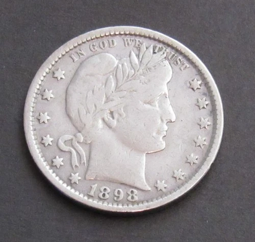 1898 Philadelphia Mint Silver Barber Quarter ~ Cat # 125