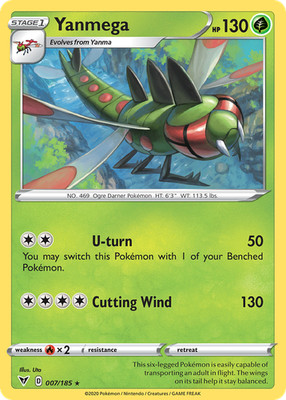 Yanmega 007/185 R Vivid Voltage Pokemon Reverse Holo NM/M