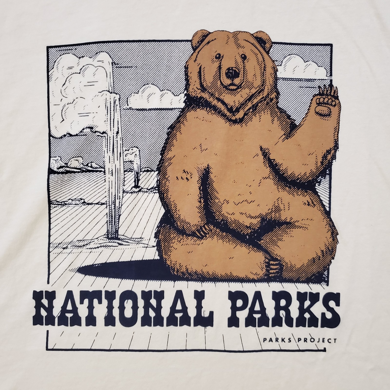 Parks Project Shirt Mens 2XL XXL Yellow Brown Bear National Cotton Short Sleeve