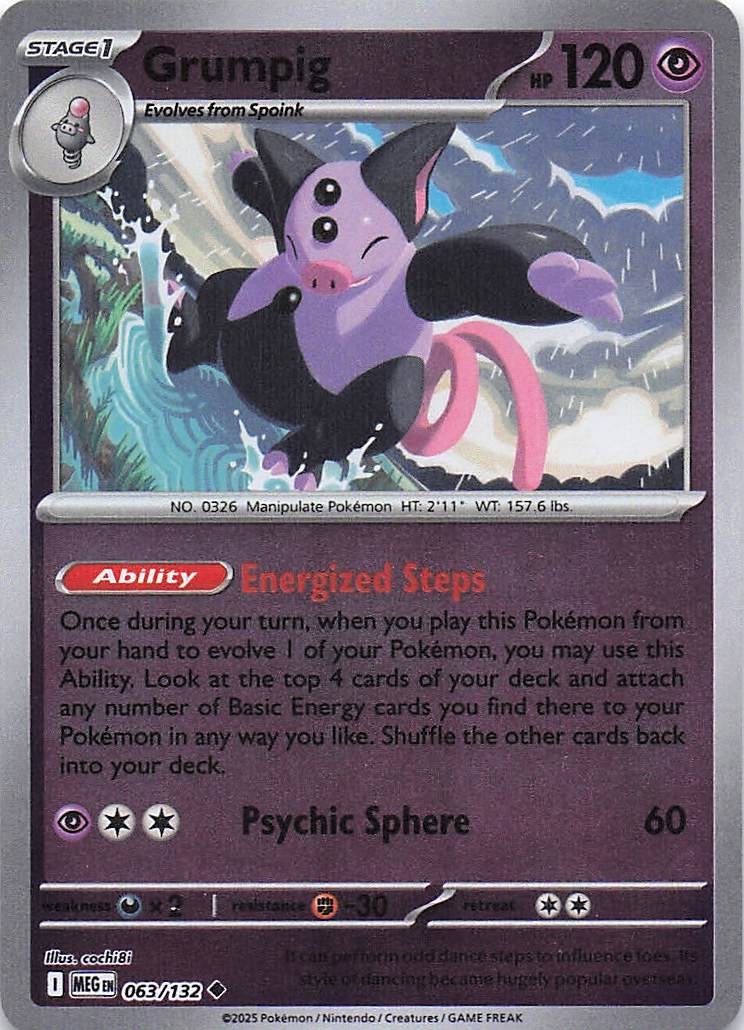 Grumpig #063/132 NM Reverse Holo Uncommon ME01: Mega Evolution