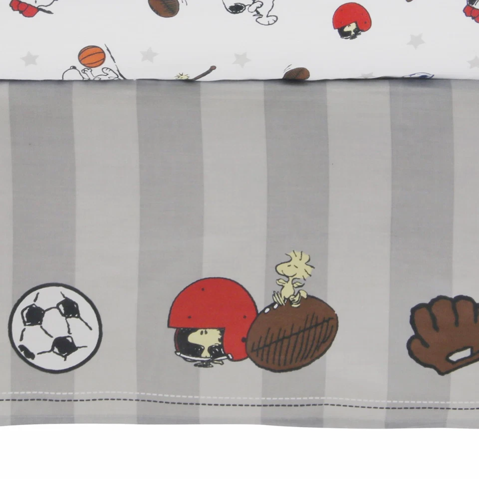 Bedtime Originals Snoopy Sports 3-Piece Crib Bedding Set - Blue, Red, Gray - Image 4 of 4