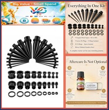 36PC Ear Stretching Kit Surgical Steel Tapers Tunnels 14G to 00G with O-Rings