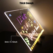 LED Note Board with Colors, Acrylic Dry Erase Board with Light and Stand, Glo...