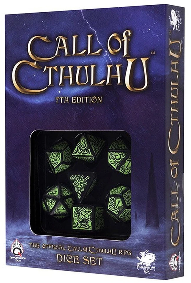 Q-WORKSHOP Call of Cthulhu 7th Edition Dice Set: Black & Green