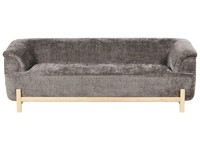 3-Sitzer Sofa Chenille Stoff Braun Mit Breiten Armlehnen HolzfüßE Alnor