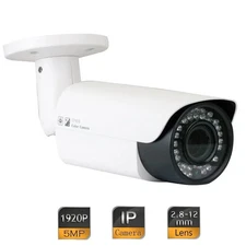 GW Security 5MP HD 1920p Outdoor/Indoor 2.8-12mm VariFocal Zoom Lens Bullet PoE