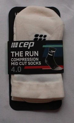 Cep Men's Targeted The Run Compression Mid Cut 4.0 Socks BM7 White Large NWT
