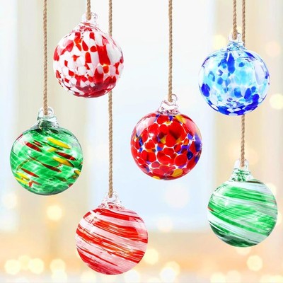 6 PCS Glass Christmas Ball Ornaments,Hand Blown Glass Ornaments Balls Hanging...