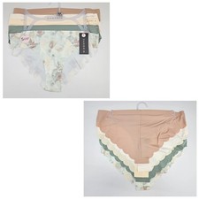DANSKIN 5 Pack Women's Medium Logo No Show Microfiber Panties Beige Cream Green