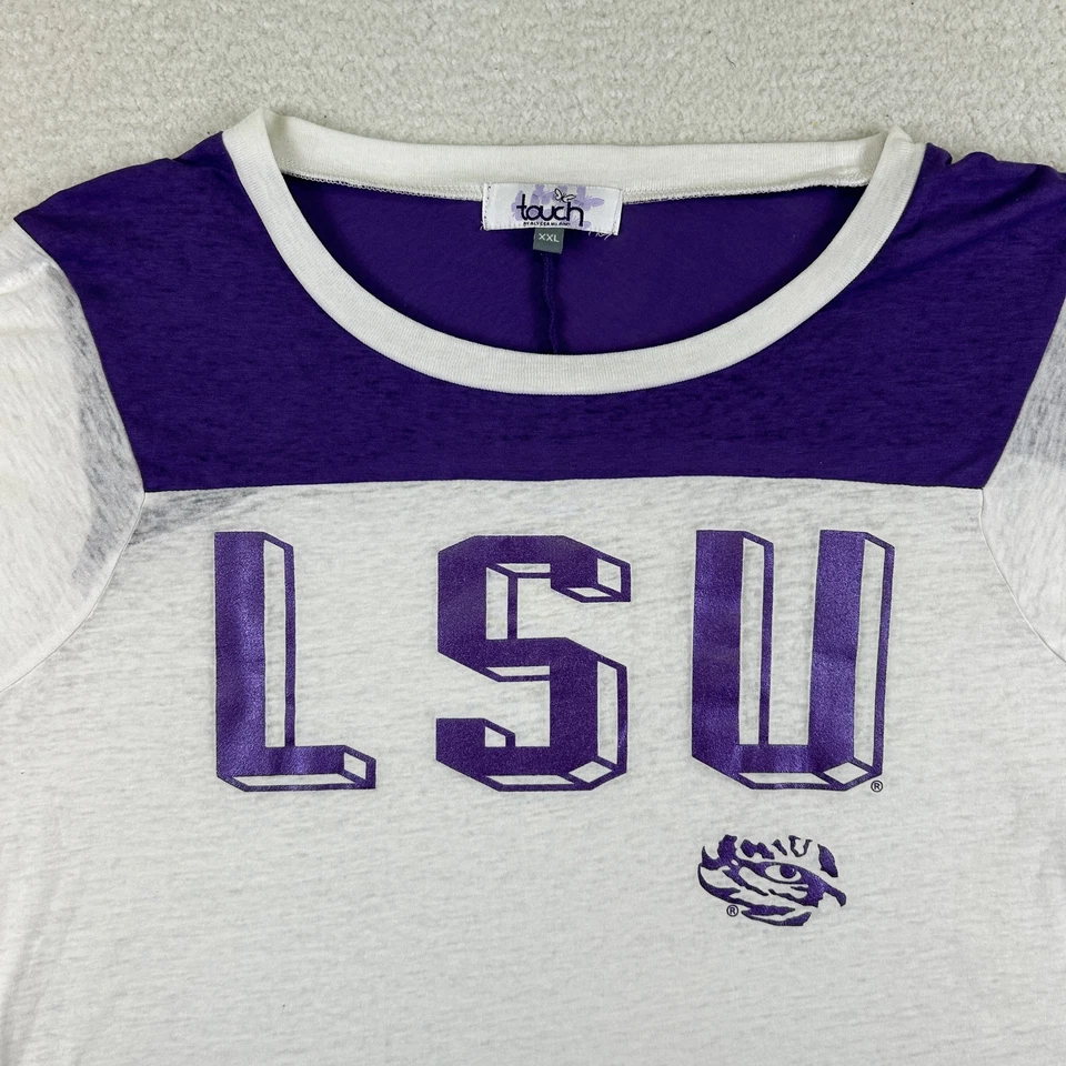 LSU Tigers Shirt Womens 2XL Touch by Alyssa Milano Purple Gold NCAA Football Tee - Image 2 of 4