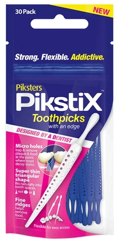 Piksters - PIKSTIX Toothpicks With An Edge 30 PACK Tooth Pick Floss Comb Stick