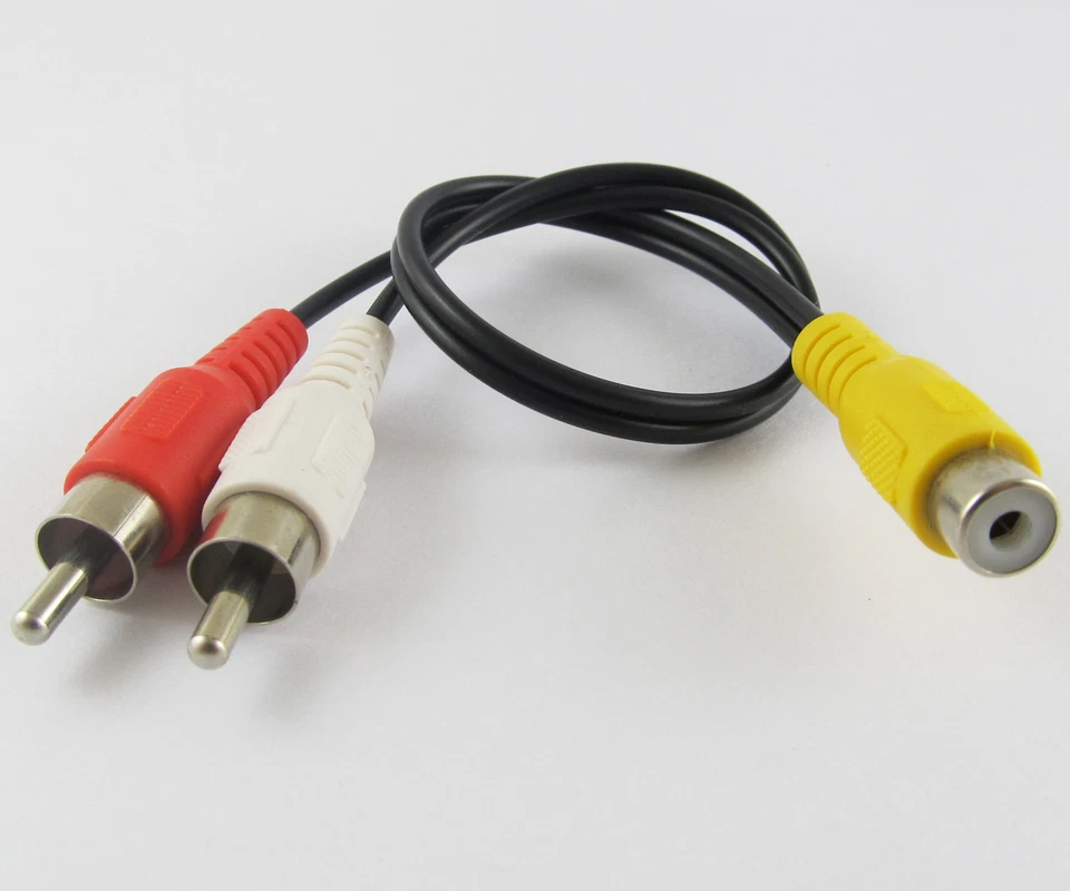 1pc RCA Female to 2 RCA Male Plug Y Splitter Audio Video AV Adapter Cable 28CM - Image 2 of 4