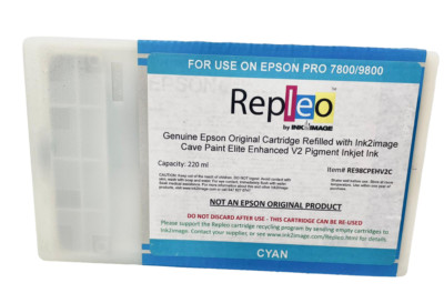 Repleo Cartridge Refilled w/ i2i Cave Paint Elite Enhanced V2 Pigment ink, Cyan