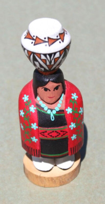 Vintage Kachina Indianer Holz bemalte Puppe Made in ACOMA N.M. T.R.Bradley