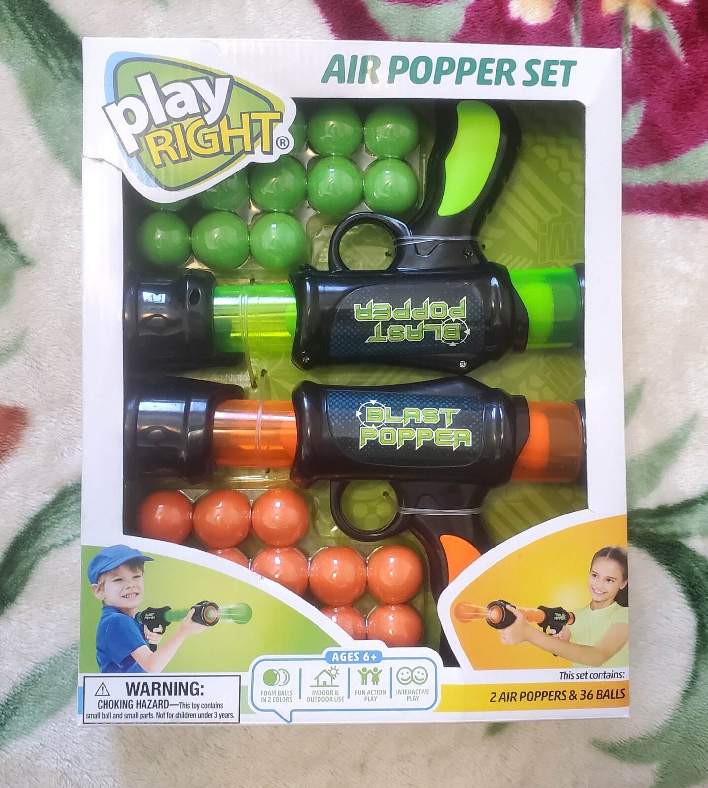 NEW Play Right Air Popper toy Set 2 Air Popper Guns and 36 Balls age 6