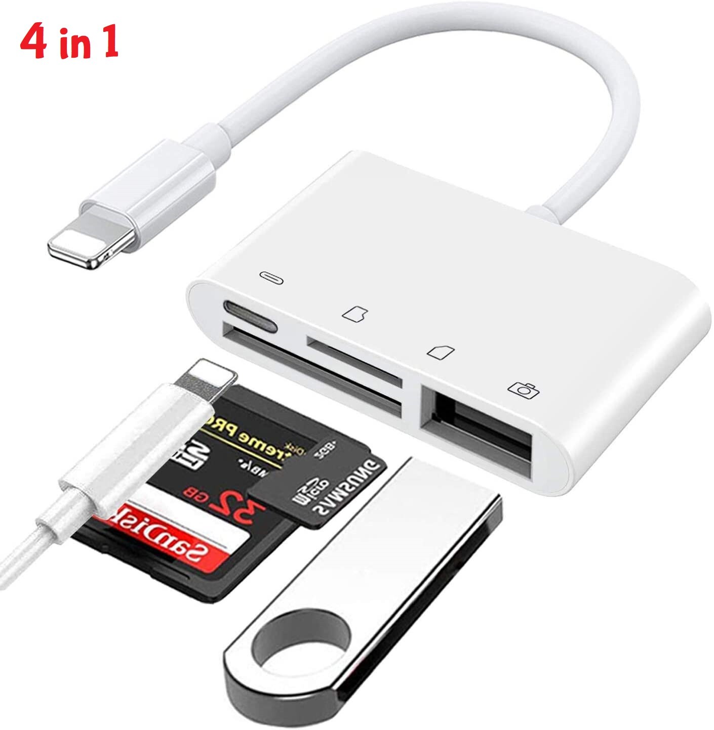 8 pin to SD Memory Card Reader USB OTG Adapter For iPhone 14 13 12 11 X