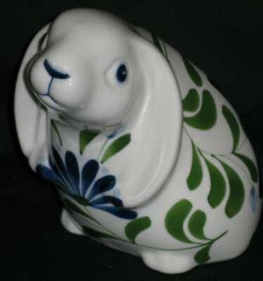 DANSK セージソング うさぎの置物 Dansk Bunny Rabbit White Long Eared Figurine Sage Song Pattern